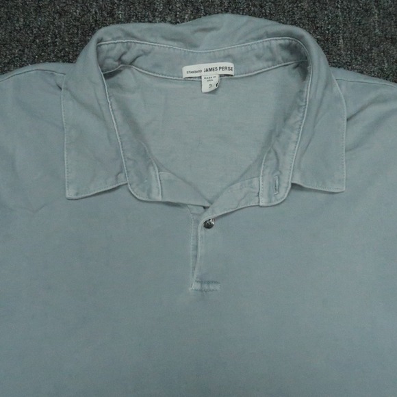 James Perse Shirt Men Large 3 Blue Sueded Jersey Polo Short Sleeve Lightweight - Picture 2 of 10